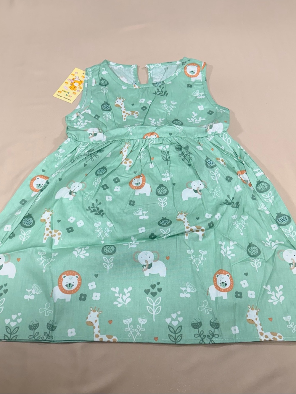 Girls' Mint Green Safari Print Casual Dress